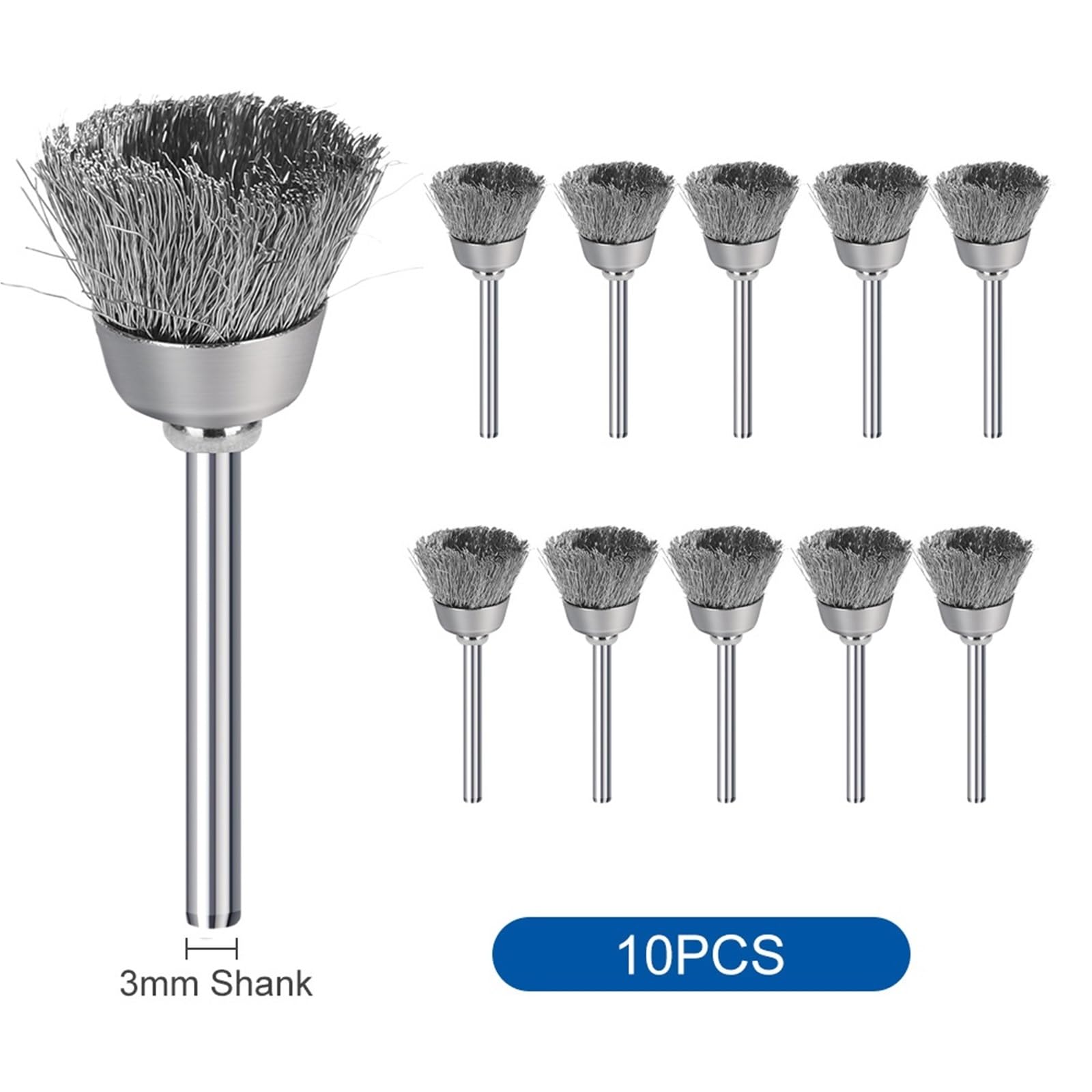Spazzola tazza Set di 10/45 spazzole in filo acciaio e ottone con gambo da 3 mm, spazzola a tazza, strumento lucidatura for utensili rotanti, pulizia