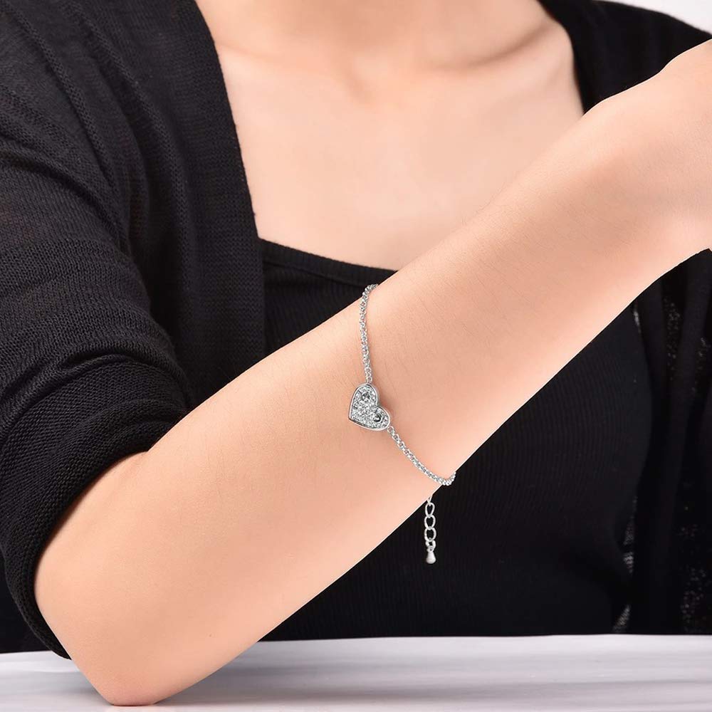 Crystal Heart Charm Bracelet