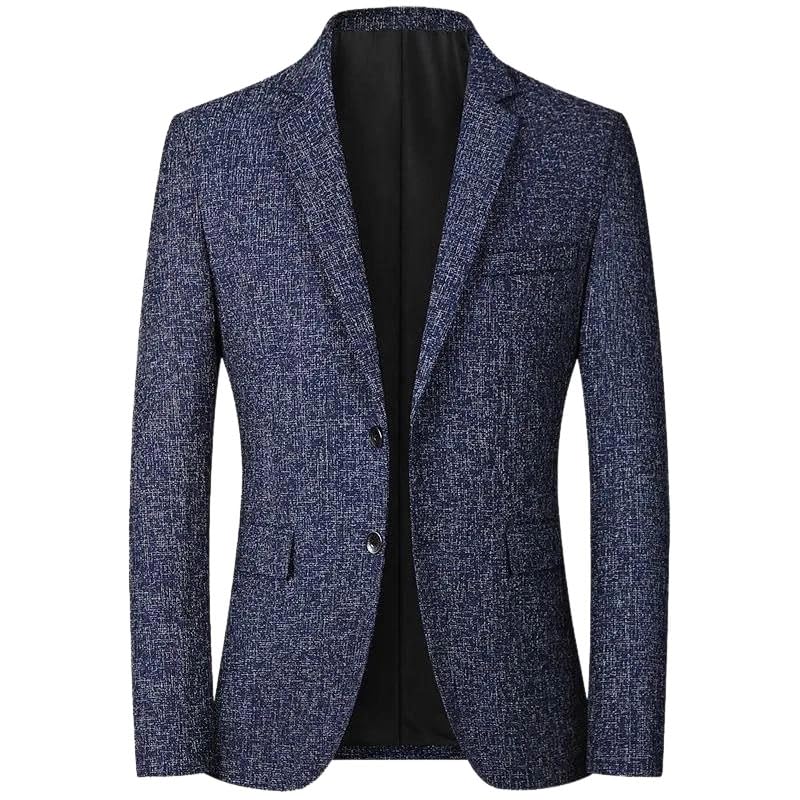 Chaquetas para hombre con forro interior de manga larga y botonadura sencilla, azul marino, XL