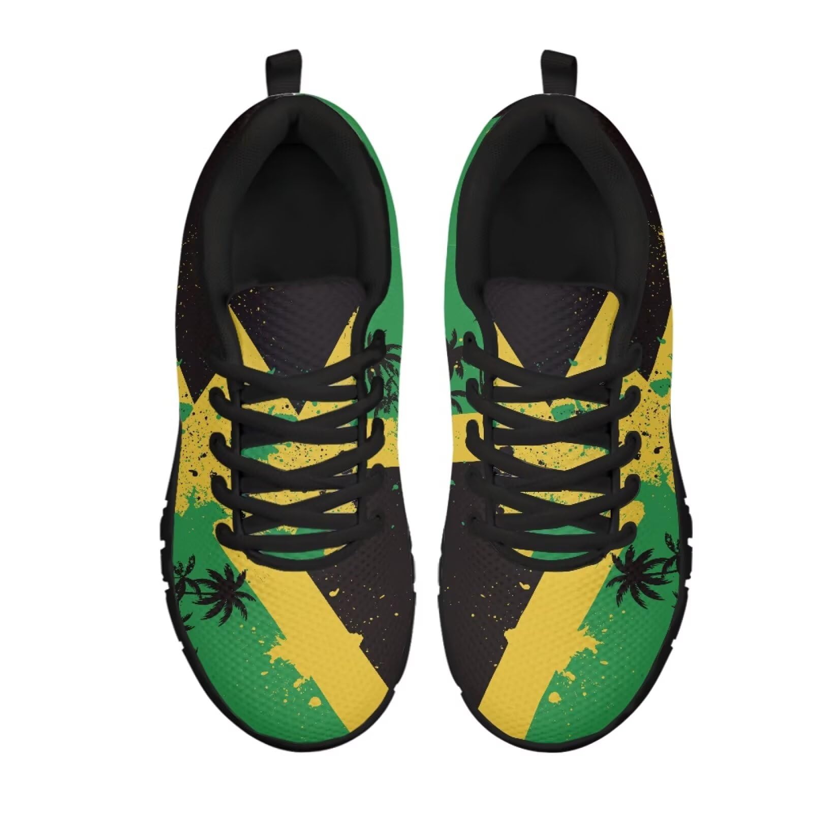 JUDENTIDOS Jamaican Flag Print Casual Lace Up Sneakers for Women Sport Athletic Tennis Breathable Running Shoes