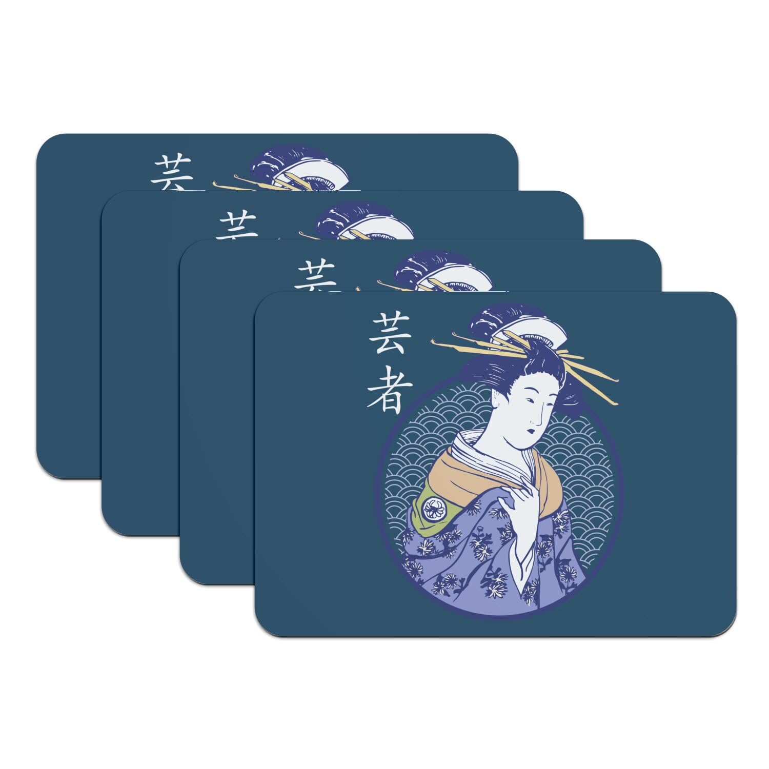 Sets de table japonais Geisha bleu pour sublimer vos dîners asiatiques et sushis