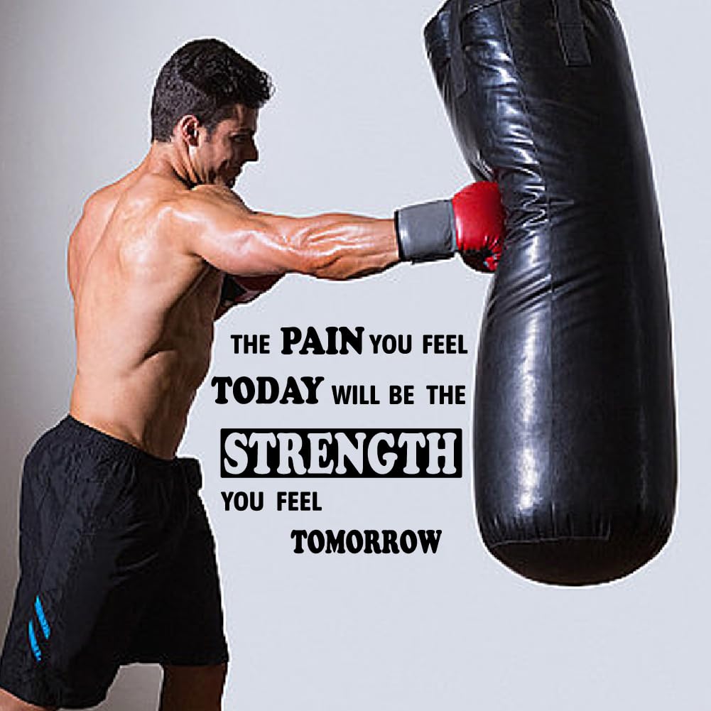 SUPERDANT Boxing Wall Stickers Inspirational Quotes Wall Decals Boxing Glove Walls Art Murals Peel and Stick Black Vinyl Art Gym Decor for Gyms Bedroom Living Room Boys Room 57x35cm - Image 4