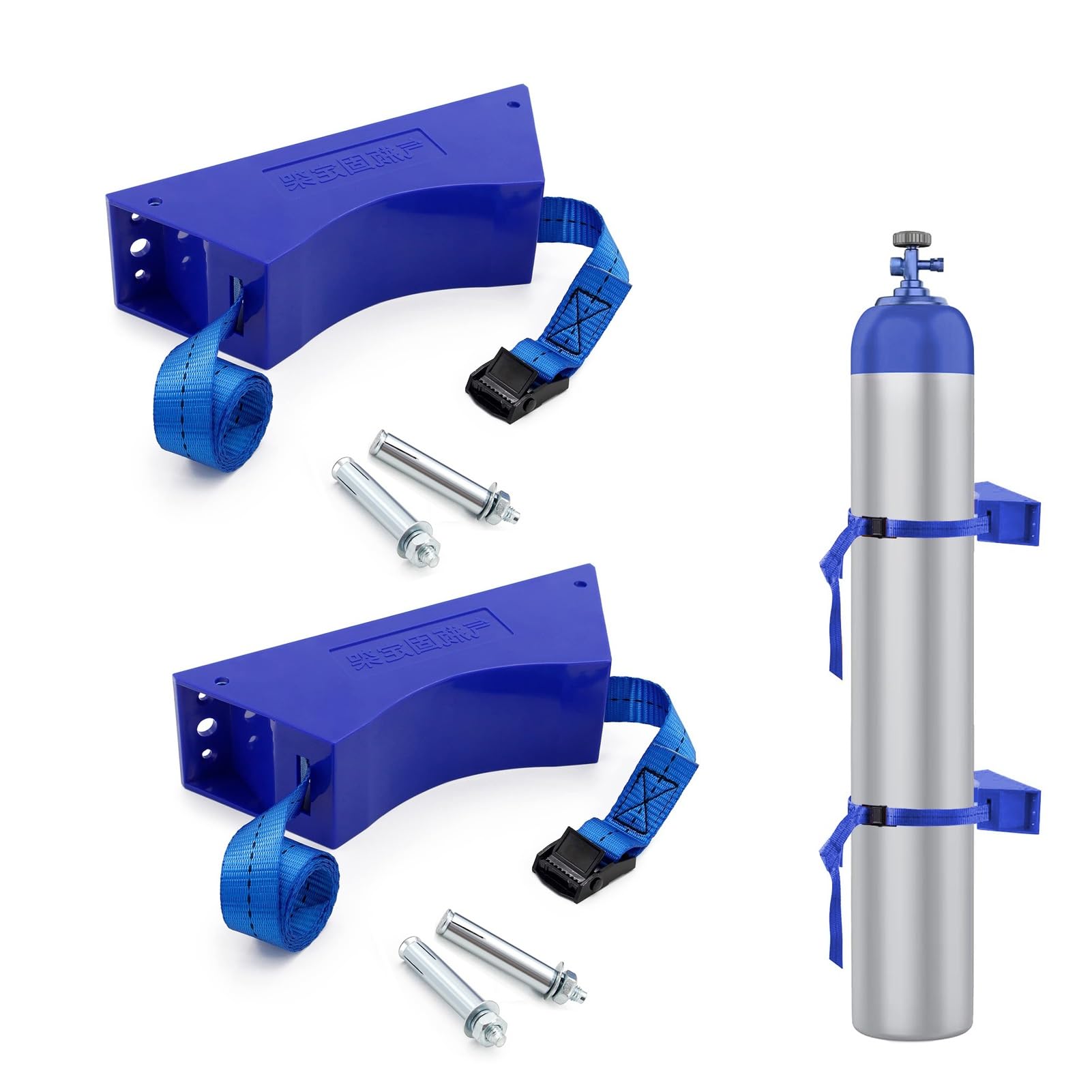 GHHVFEC Oxygen cylinder rack,2 Pack Wall Mounted Oxygen Tank Holder, Durable ABS Cylinder Rack for Nitrogen, Acetylene & Propane Gas, Medical Canister Stand for Hospitals & Factories (Blue