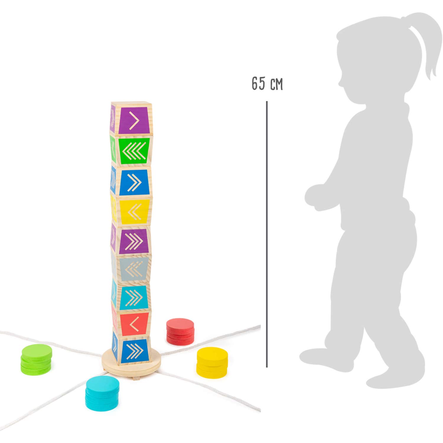 Small foot 12037 Pionowa gra z drewna, certyfikat FSC 100%, zabawa dla całej rodziny, wielokolorowa