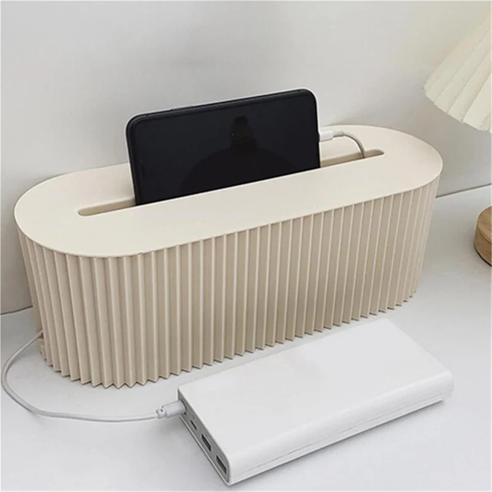 1 ensemble (2 pièces) boîte de câble avec couvercle multiprise boîtier fil prise chargeur organiseur bureau rangement ligne carte d'alimentation gestion des fils pour Fils Électriques