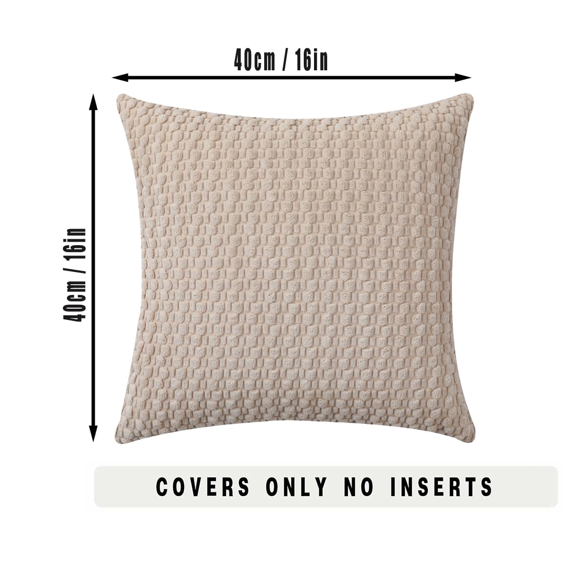 Tennove Cushion Covers 40x40cm Decorative Modern Beige Pillow Cases Pack of 2 Corduroy Boho Soft Throw Pillow Covers Square Pillowcases for Sofa Living Room Bed Home Decor - Image 2