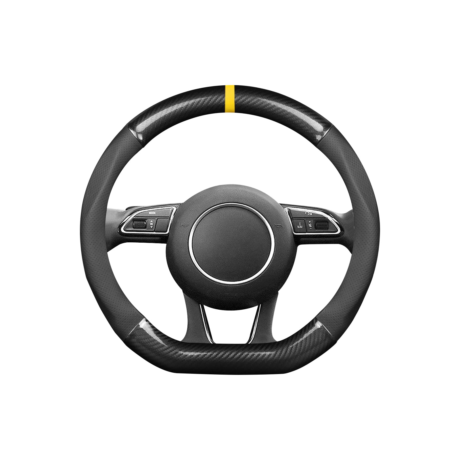 Ergocar Forme en D Housse Volant Voiture Universelle, Couvre Volant de Voiture Fibre de Carbone, Peau de Vache Couche Supérieure, Antidérapant Respirant, 38cm