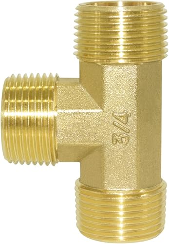 Miniatura 4 de Joywayus Adaptador de acoplamiento de manguera de jardín roscada GHT de latón de 34 pulgadas en forma de T de 3 vías