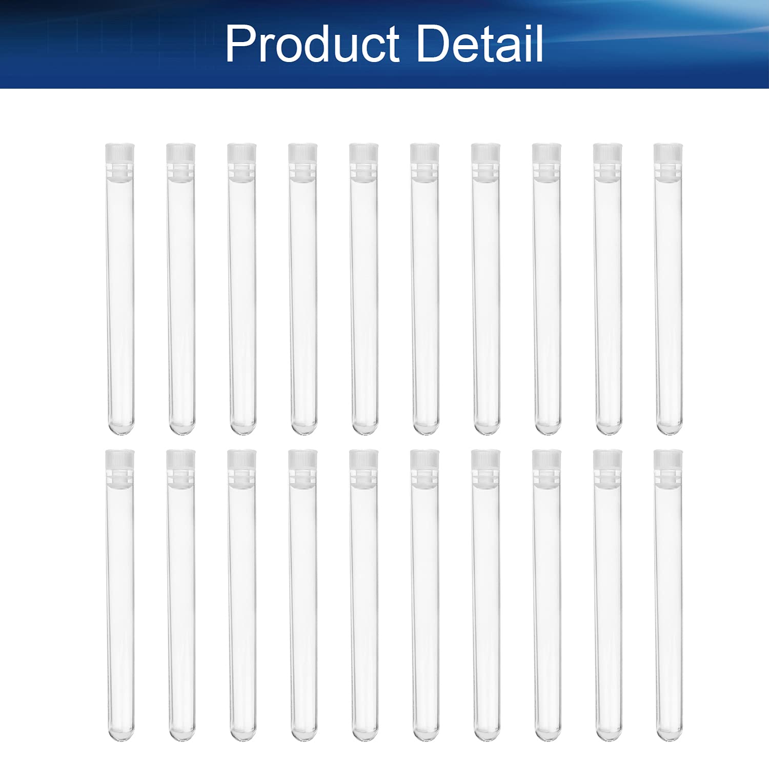 Bettomshin 100Pcs Plastic Test Tubes with White Cap, Mini Test Tube, 16x150mm, Storage Container for Beads Yeast Specimen Sample Laboratory