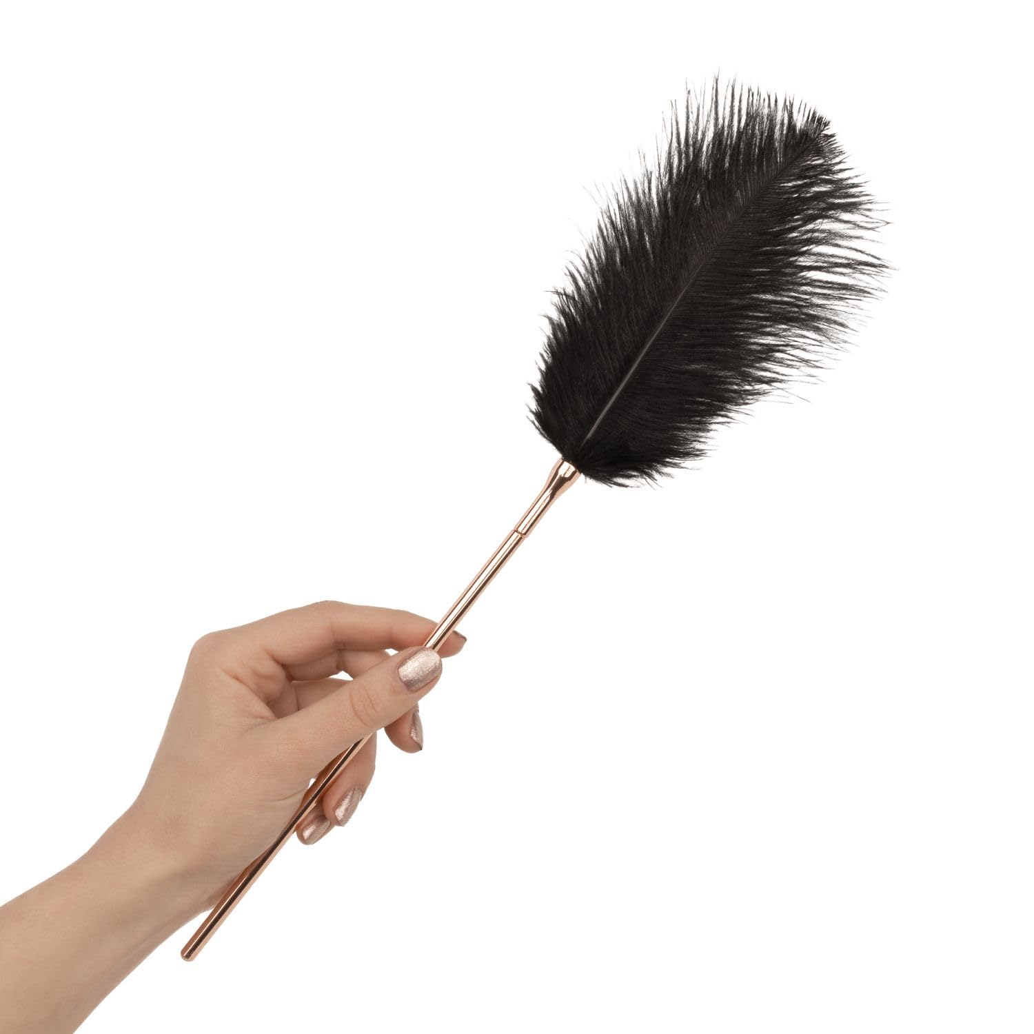 Clítoris y látigo de plumas oro rosa para estimulación sensorial 8