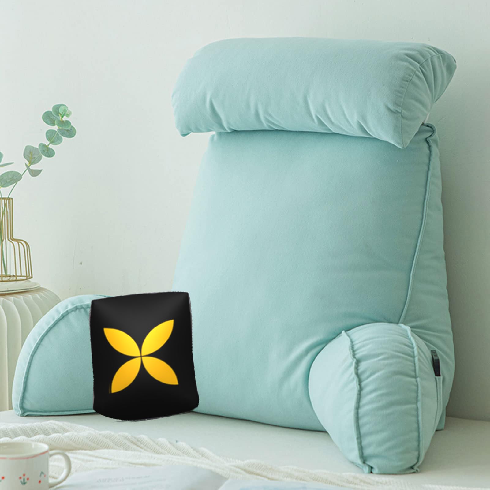 Coussin de lecture 75x40x50 cm avec accoudoirs et soutien cervical amovible