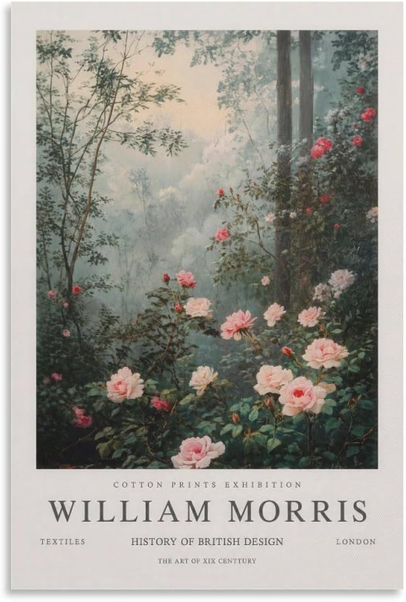 ZZYGGN GMGSW William Morris Poster Secret Garden Wall Art Vintage Canvas Prints William Morris Botanical Painting for Home Decor Picture 40x60cm Frameless