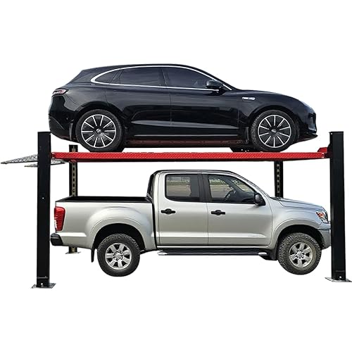 KATOOL Professional 4/Four Post Car Lift 9500lbs Lifting Capacity, 79" Max Lifting Height, 50SEC Liting Time Storage Parking Car Lift Home Service, 110v, Gray