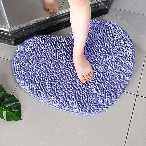 Mateju Tappetino da Bagno Lavabile, Cuore Tappetini Bagno in Microfibra Ciniglia, Tappeto Bagno Assorbente Antiscivolo, Tappetino Bagno Assorbente per Bambini Adulti Cani (40x50CM,Viola)