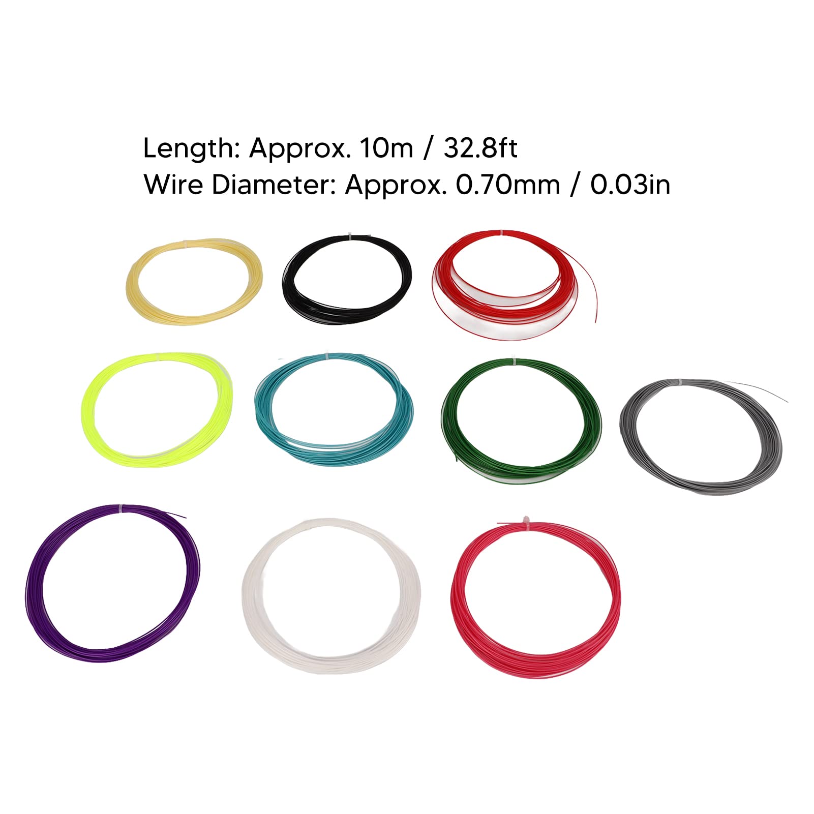 Lot de 10 Pièces de Fil de Raquette de Badminton, Corde de Raquette en Nanofibre Haute Flexibilité, Fil de Soie de Badminton Résistant pour Entraînement et Jeux Amateurs