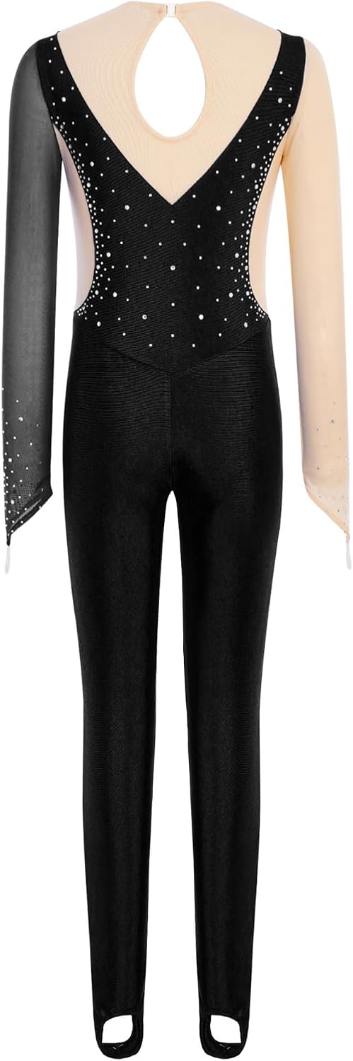 CHICTRY Kids Girls Full Body Dance Unitard Long Sleeve Jumpsuit Bodysuit One Piece Catsuit