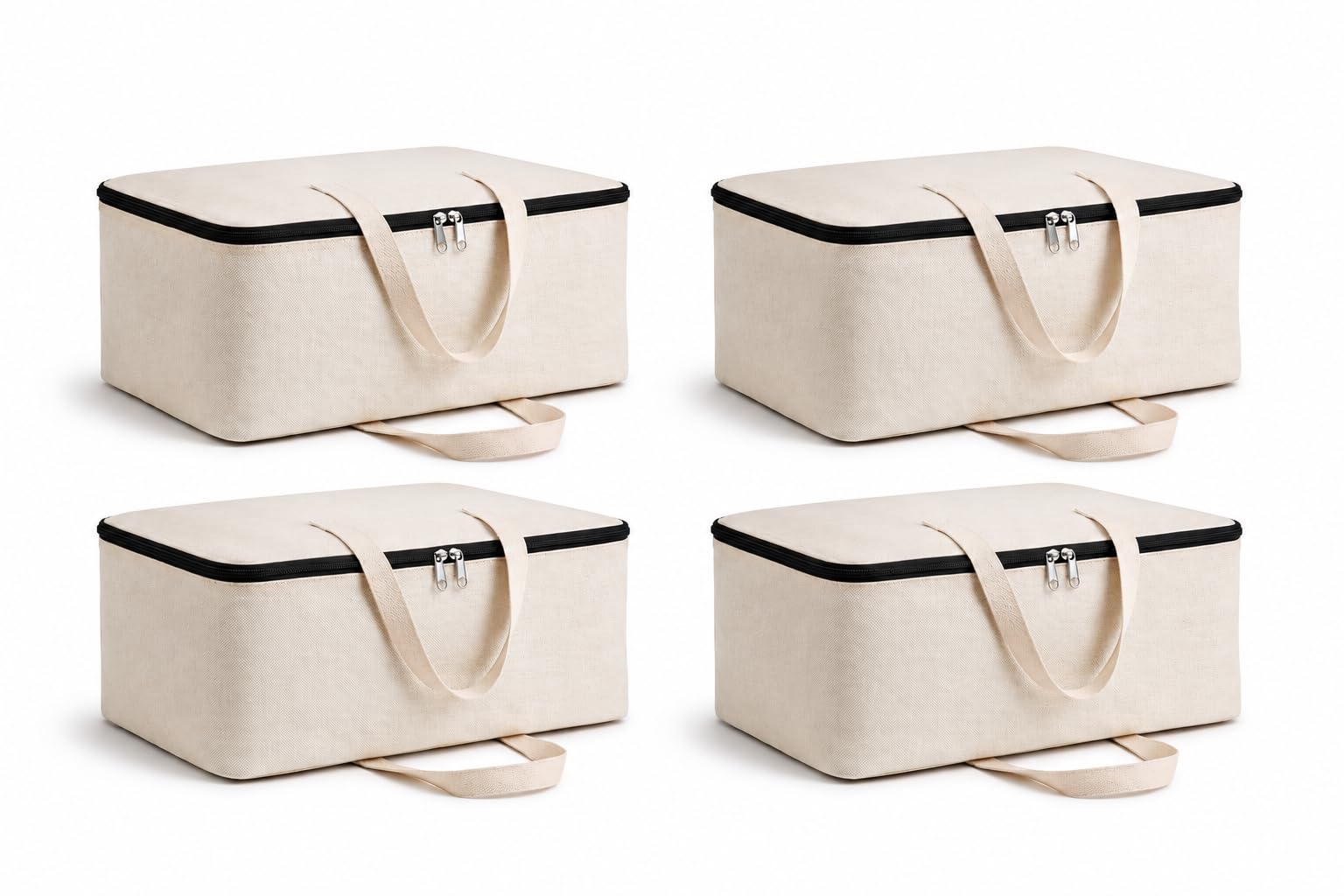 Cotton Canvas Foldable Bed Storage Organizer Pack Of 4 | Quilt Storage Bags Big Size, Blanket Storage Of Extra Large, Underbed Storage Bag For Clothes (60 X 45 X 22 Cm), Off-White-image-17