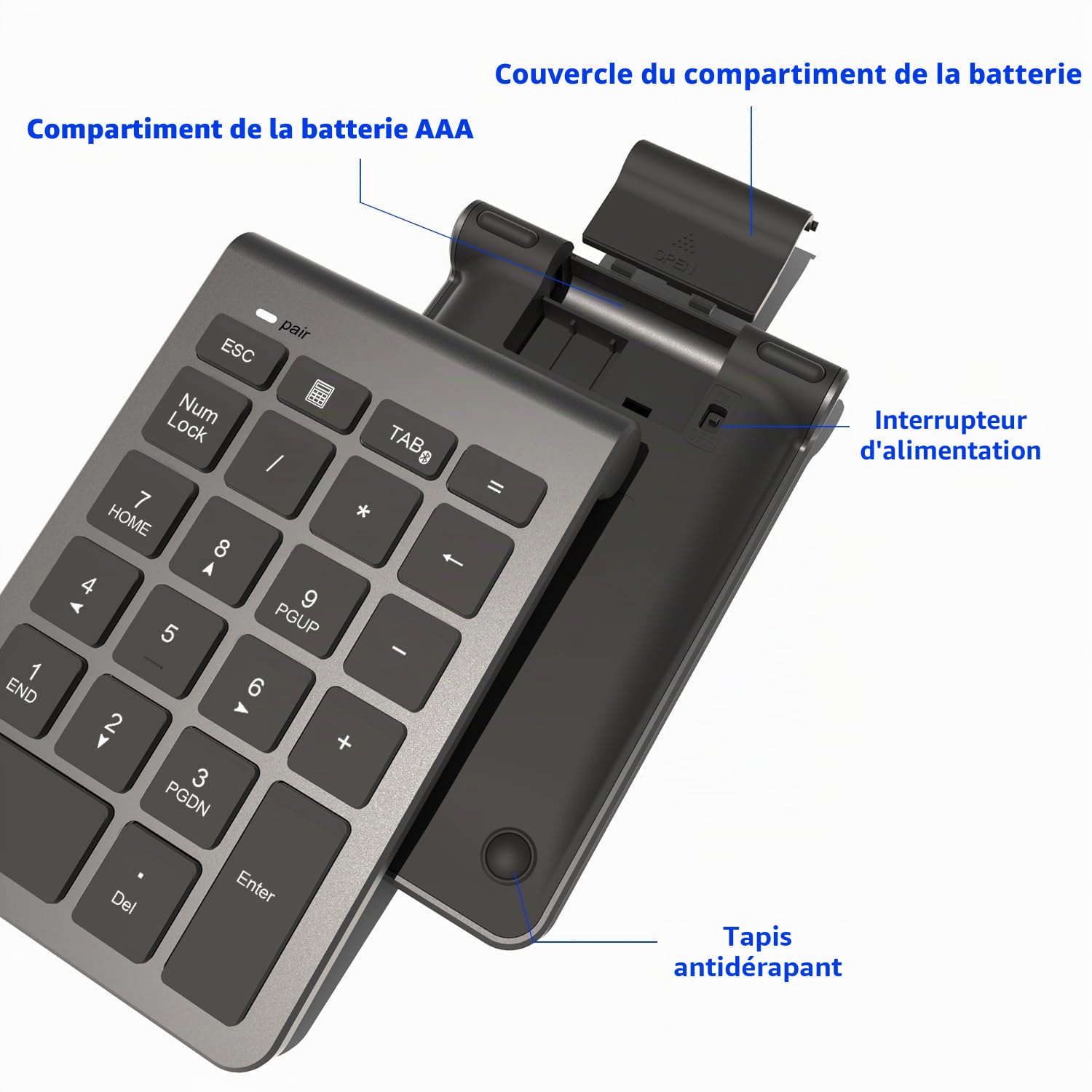 Clavier Numérique Bluetooth 5.0- Pavé Numérique Sans Fil 22 Touches（11 Touches Multifonctions） Pave Numerique Compatible avec PC/MacBook/Laptop/iPhone/SurfacePro (Windows/macOS/iOS/Android) Portée 10m
