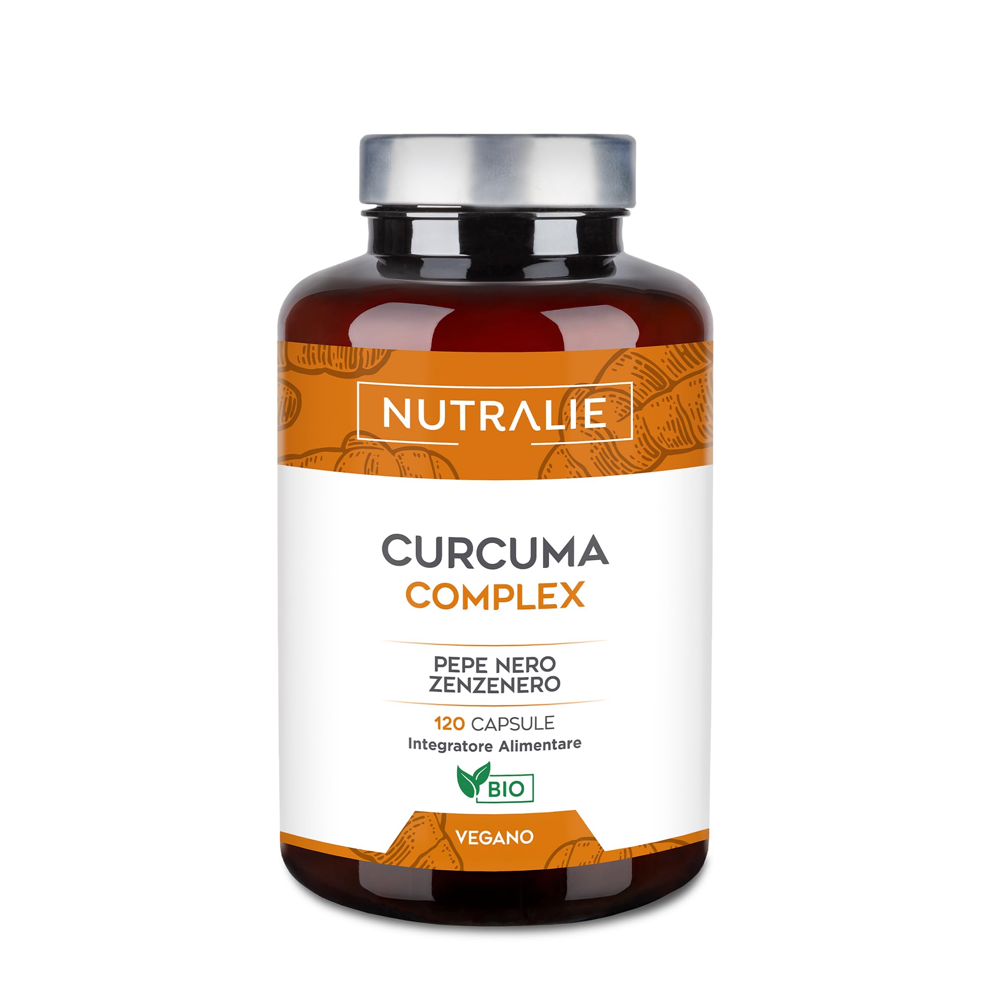 Curcuma Capsule e Piperina + Zenzero + Pepe Nero - 1420mg - Curcumina - Curcuma BIO - Turmeric Naturale 120 Capsule - Nutralie
