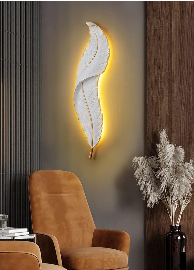 CITRA 600MM Led Resin White Feather Lamp Room Wall Light - Warm White