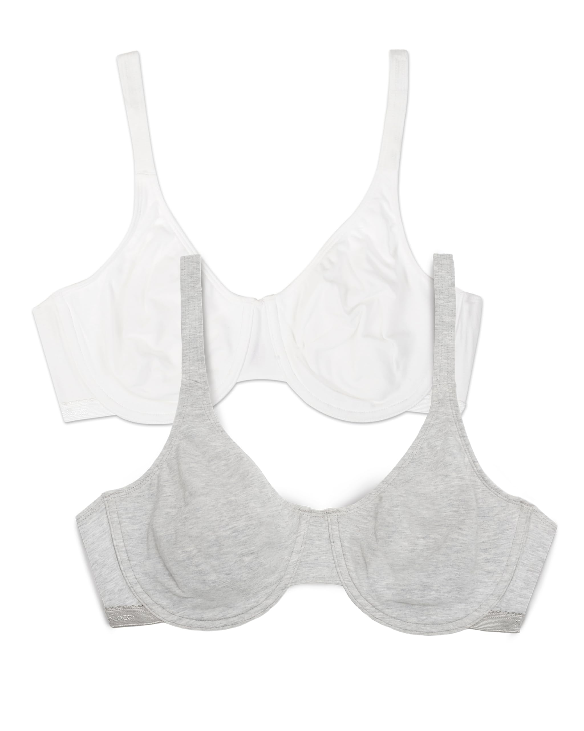 Fruit of the Loom Women's Cotton Stretch Extreme Comfort Bra, Heather Grey/White 86ck, 38D