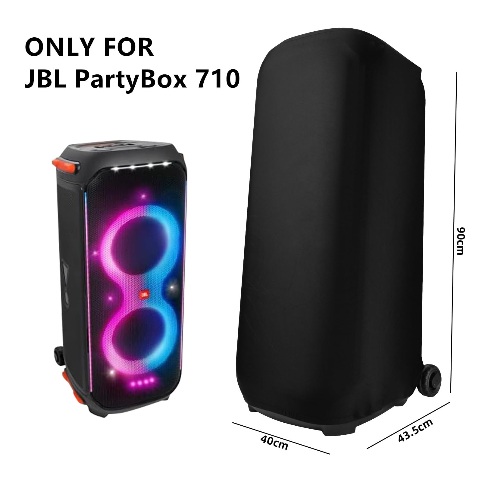 Étui Housse de Protection pour JBL PartyBox 710 Enceinte de Soirée Bluetooth Portable,Anti-Poussière Lycra Sac Accessoires avec Bande élastique pour JBL PartyBox 710(Noir)