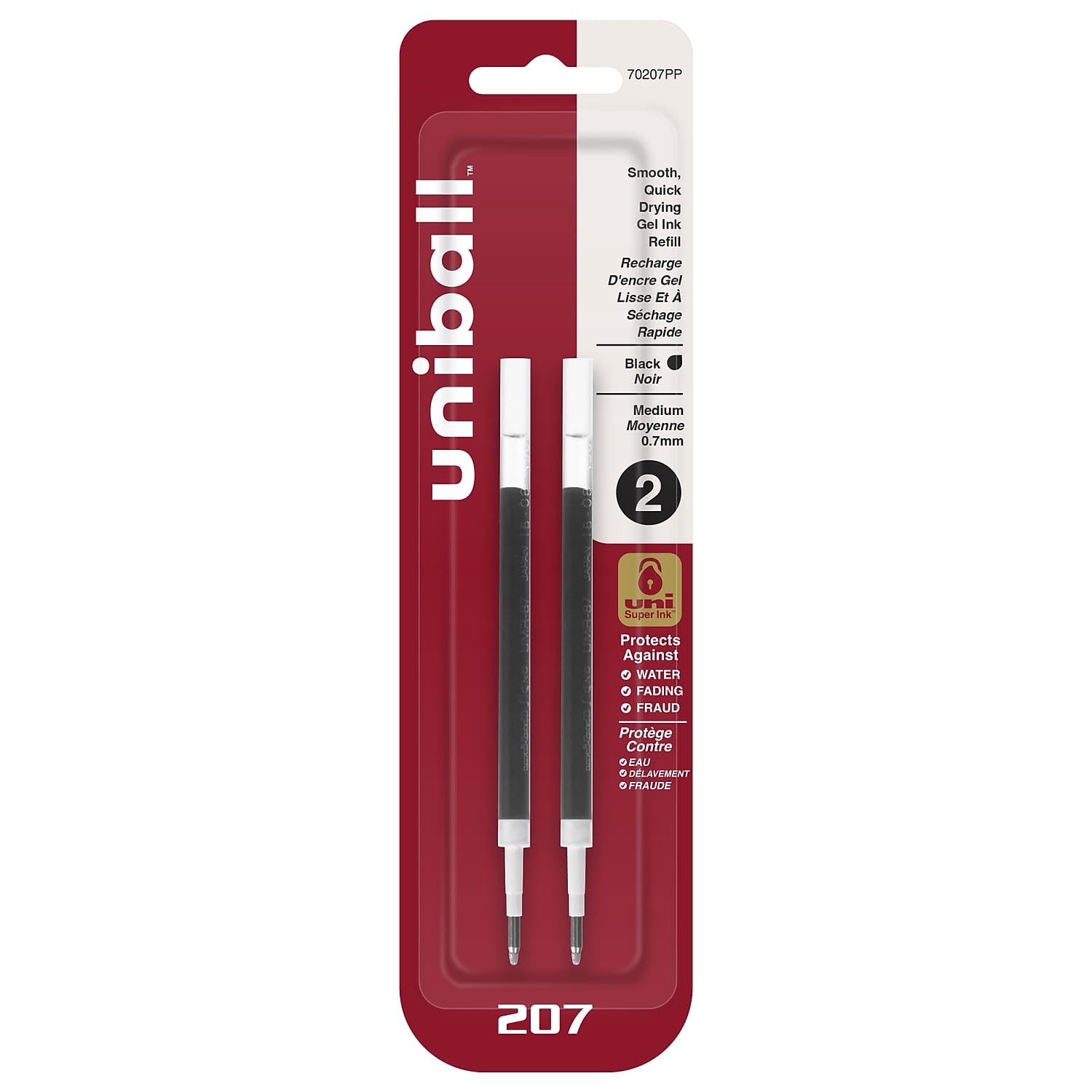 uni-ball 207 recambios de pluma de gel de tinta negra de punto medio