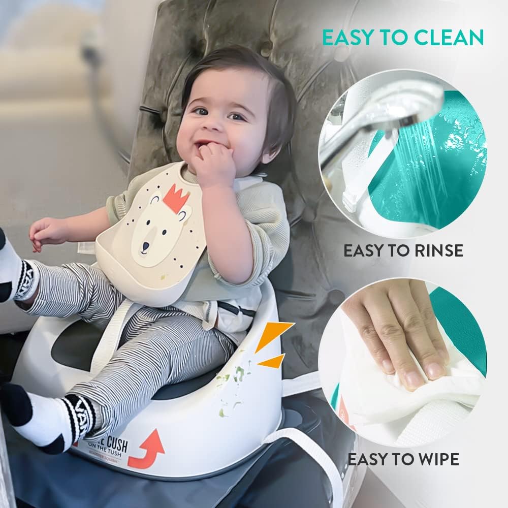 Prince Lionheart Baby Booster Squish Seat for Dining Table, Soft Seat with 3-Point Harness and Dual-Strap System for Toddler
