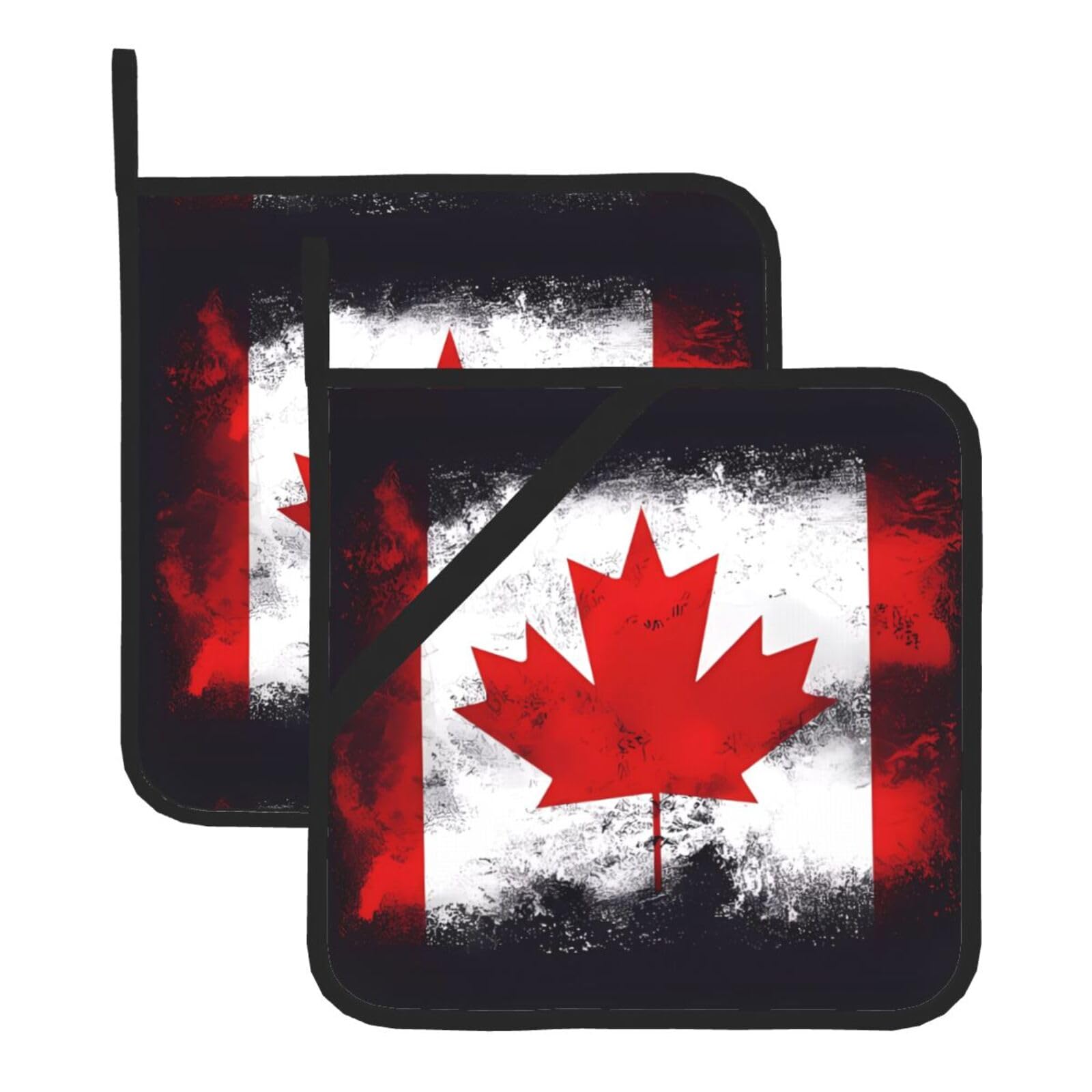 HJFCZH Canadian flag Prints Square Hot Pads for Kitchen Counter - Waterproof Pot Holders, Durable Heat Resistant Throw Layers for Serving, Oven & BBQ - 2 Pack