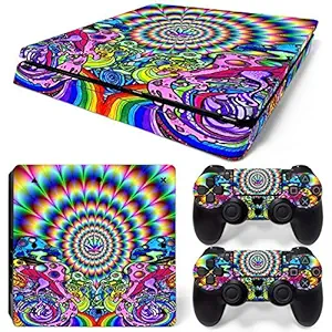 Elton Psychedelic Art Theme 3M Skin Sticker Cover for PS4 Slim Console and Controllers [video game]