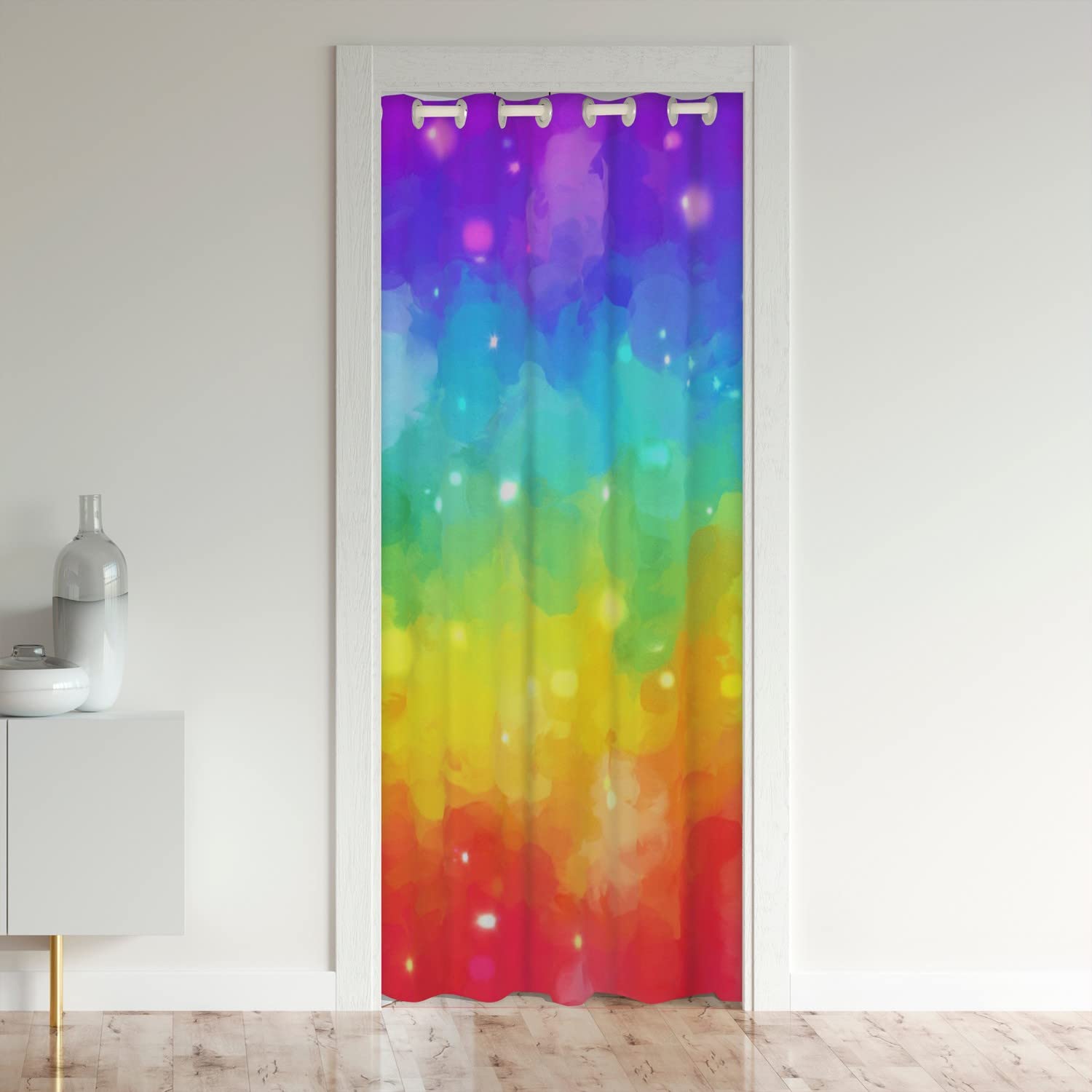 Rideau de porte à rayures multicolores panneau vertical lumineux 106x203 cm
