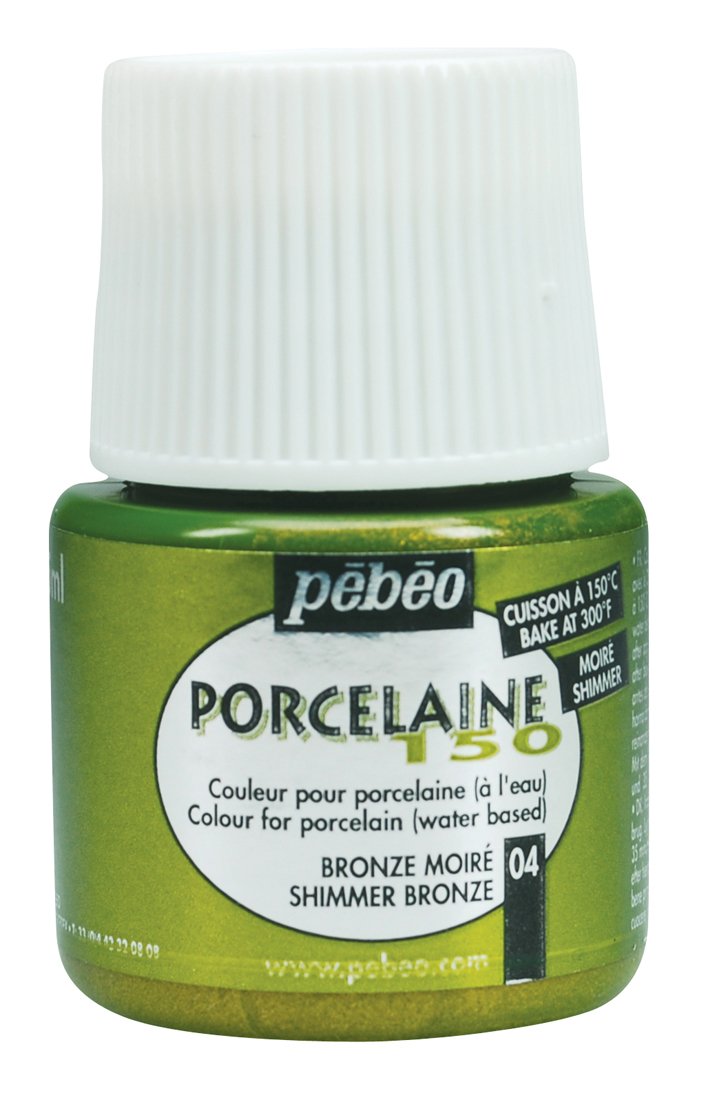 Pebeo Porcelaine 150 Ceramic Paint - Water-Based High-Gloss Color Paints for Porcelain, Premium Art Supplies, Non-Toxic & Heat-Safe, 45 ml Bottle, Shimmer Bronze