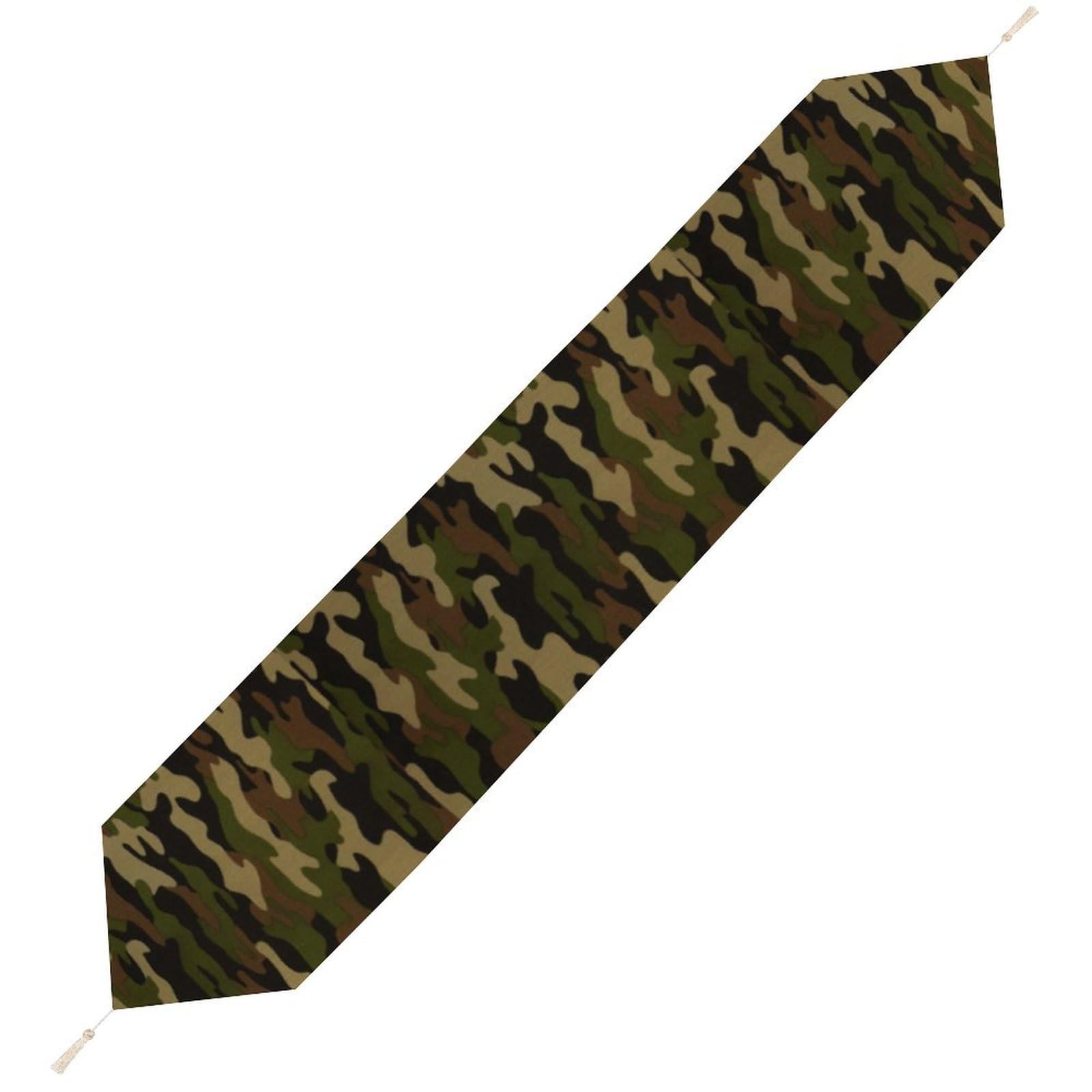JZemdybill 200*33cm Table Runner with Tassel, Army Camouflage Table Runner, Table Decoration for Kitchen, Party, Restaurant