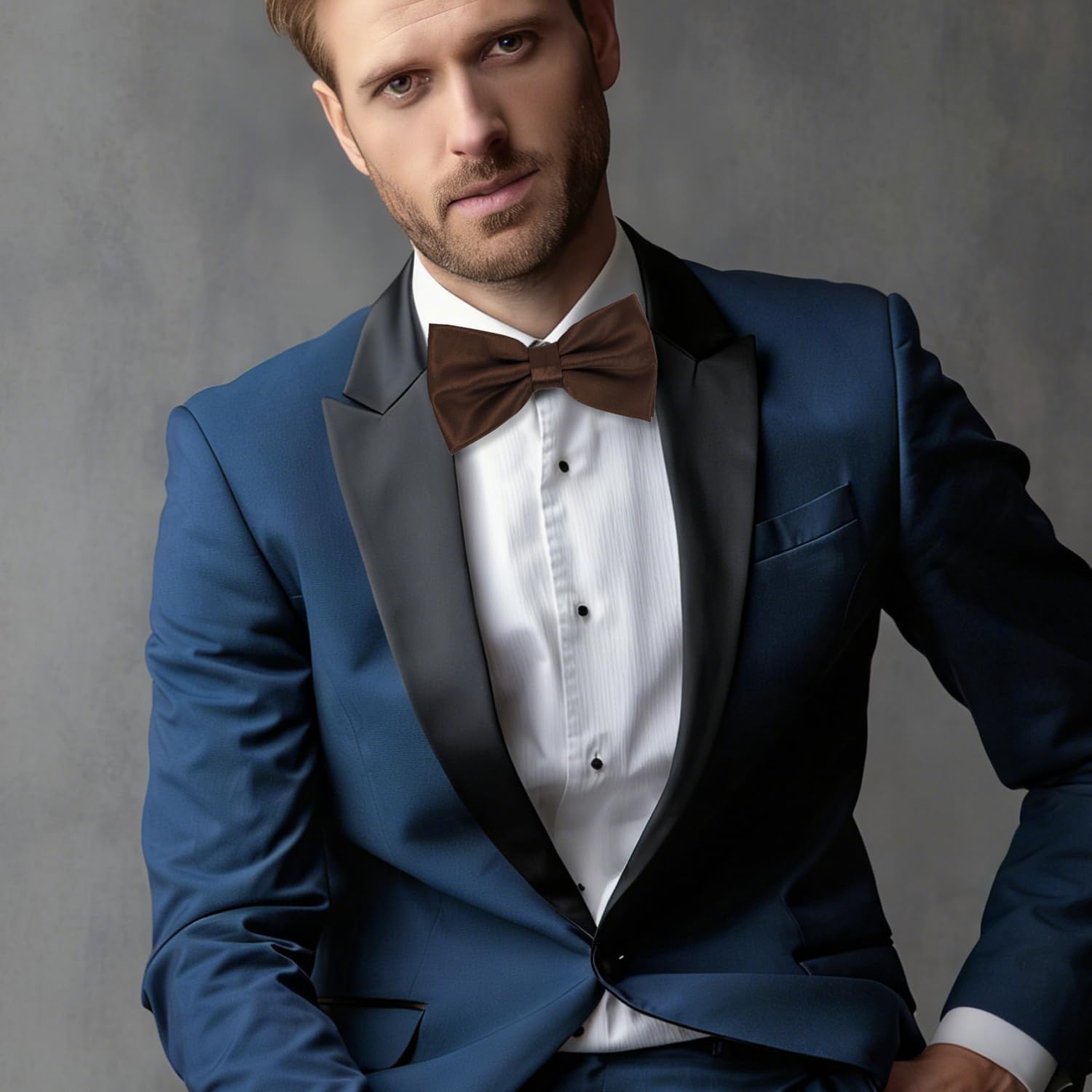 Solid Color Pre-tied Bow Tie Adjustable for Men Perfect for Weddings Formal Occasions Classic Bowtie