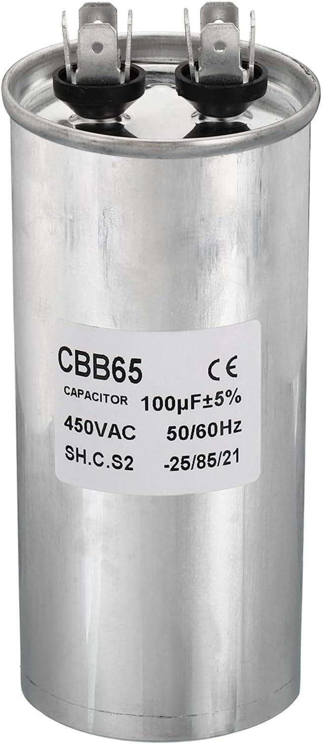PATIKIL 100uF 100MDF 450VAC Fan Start Capacitor, CBB65 Circular Run Capacitor for Air Conditioner Cool Heat Pump Condenser Straight