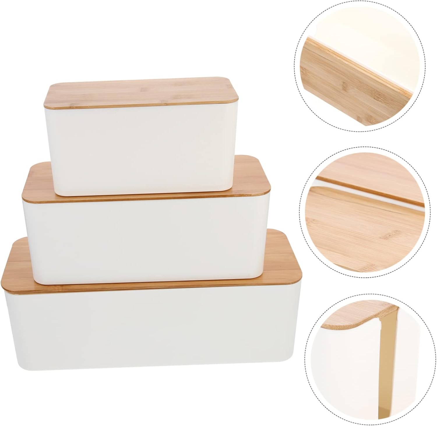 Homoyoyo 3pcs Box with Lids Wire Organizer for Cords Chargers Storage for Home Office