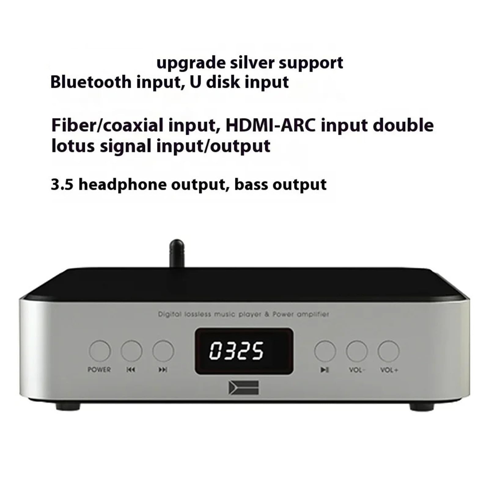 Amplificatore audio, Amplificatore digitale HIFI 80W*2 Potenza Bluetooth 5.0 Giradischi musicale Ingresso scheda SD USB per la casa, Karaoke