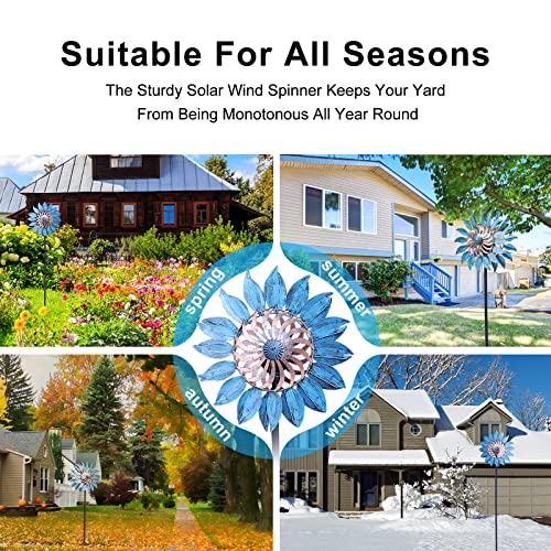 Xingtong 75In Solar Wind Spinner - Wind Spinners For Yard And Garden Multi-Color Led Lighting Solar Powered Glass Ball With Kinetic Metal Sculpture For Outdoor Yard Lawn & Garden Christmas Holiday #TOP4