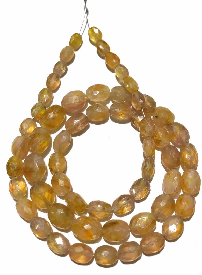 Saphir jaune naturel en perles ovales pour créer vos colliers d'été et bijoux solaires