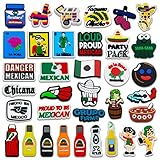 35Pcs Mexican Inspired Shoes Charms for Clog Sandals Decoration, Mexico Charms for Adults Bracelet Party Favors