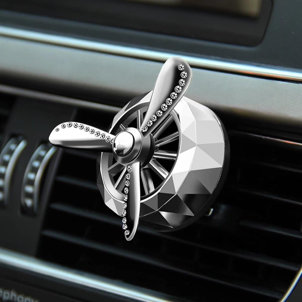 JarGaBo Air Force 3 Spin Propeller, Car Air Fresheners Aromatherapy Essential Oil Diffuser, Car Fragrance, Car Purifier and Smoke Odor Eliminator (Chrome (1 Pad))