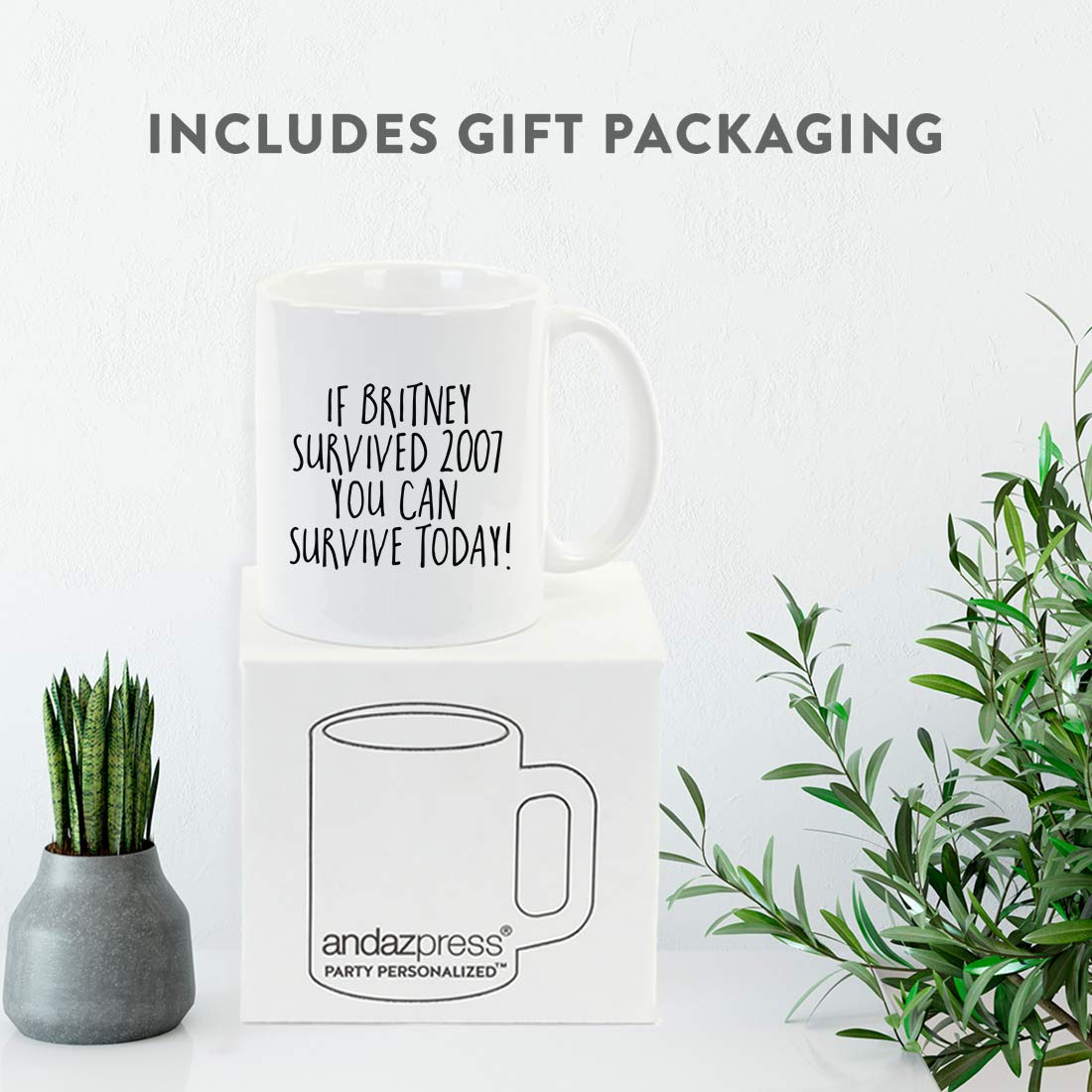 Amazon.com: Andaz Press Funny 11oz. Coffee Mug Gift, If Britney Survived  2007 You Can Survive Today, 1-Pack, Novelty Best Friend Adult Office  Coworker Birthday Christmas Hot Chocolate Cup Funny Mugs : Home