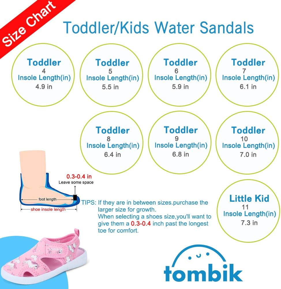 tombik Kids Boys Girls Water Shoes Quick-Dry Swim Beach Outdoor Sport Pool Sandals Barefoot Aqua Socks Baby Toddler Little Kid 5 Toddler Pink/Unicorn
