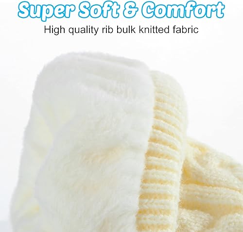 Miniatura 2 de 3 Pieces Fleece Lined Baby Beanie with Bow, Infant Newborn Toddler Kids Winter Warm Knit Cap for Boys Girls