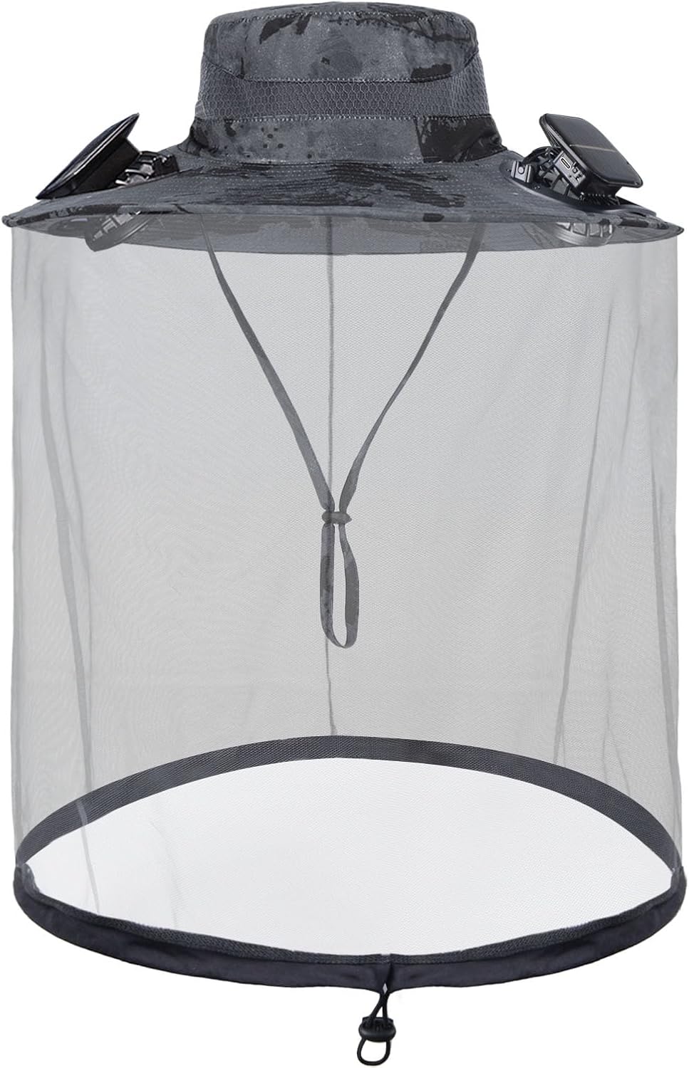 Solar Fan Hat with Mosquito Net, Wide Brim Sun Hat with 2 Solar Powered Fans, Fishing Hat with Solar Fans for Men Women