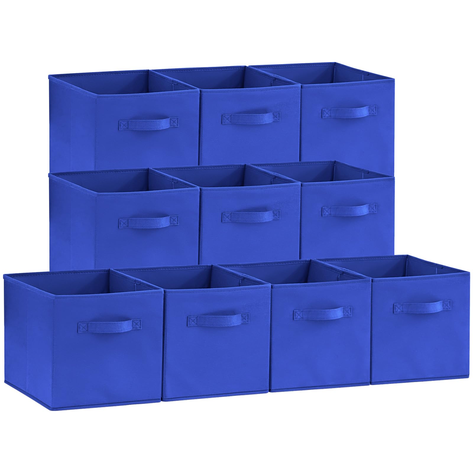 Lifewit 10 Packs Storage Cubes, 11 Inch Cube Storage Bins, Foldable Fabric Bins Multi-color Organizer Bins with Handles, Decorative Organizing Baskets for Shelves, Closet, Storage Room, Blue