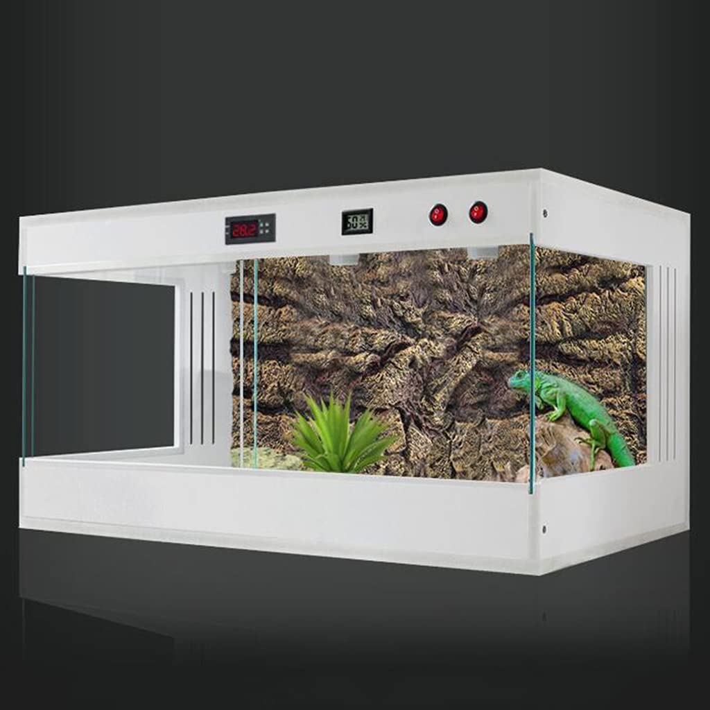 Acquario Rettili Terrari Vivaio Scatola con Porta Scorrevole Trasparente Buona Ventilazione Cuccia per Animali Domestici (Bianco 100 * 50 * 50 cm)