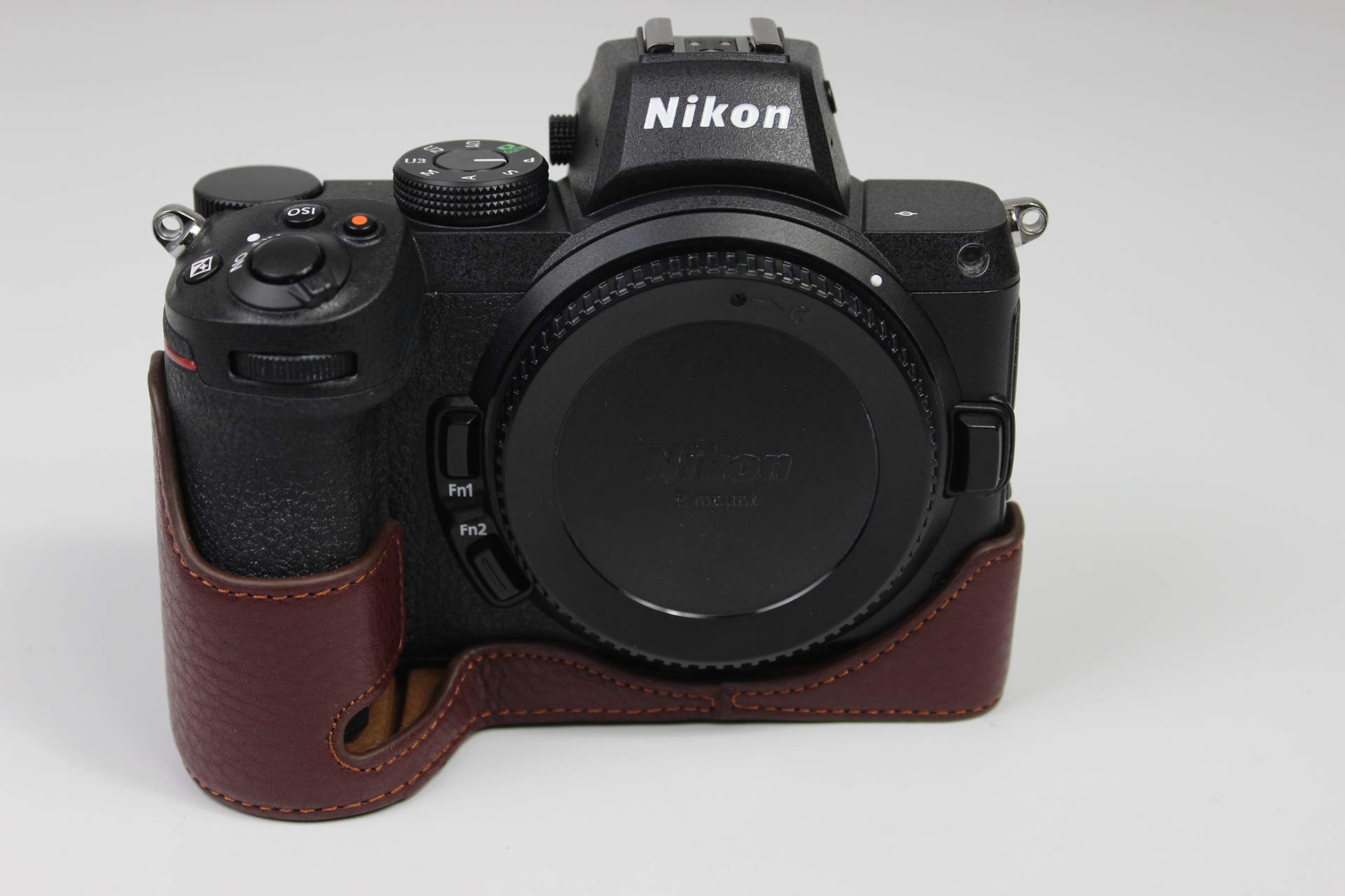 Zakao Kameratasche für Nikon Z5 Z6 Z7, echtes Leder, halbe Öffnung unten, mit Handschlaufe, Schutztasche für Nikon Z5 Z6 / Z6II Z7 / Z7II (Kaffeebraun)