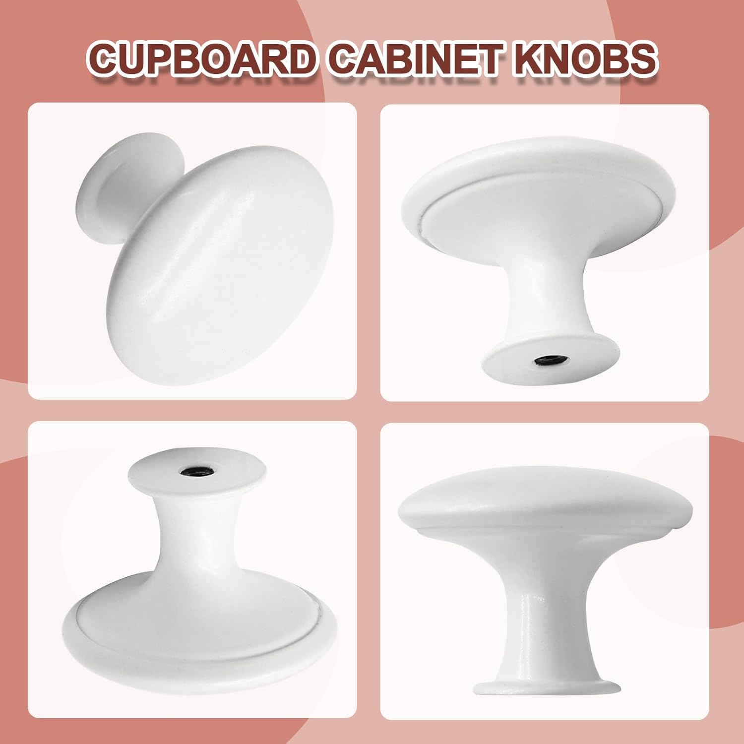 Jiozermi 12 Pcs White Round Antique Brass Kitchen Cabinet Knobs Drawer Handle Pulls Cupboard Door Knobs Dresser Knobs with 24 Pack Screws for Bathroom Drawer Door Hardware