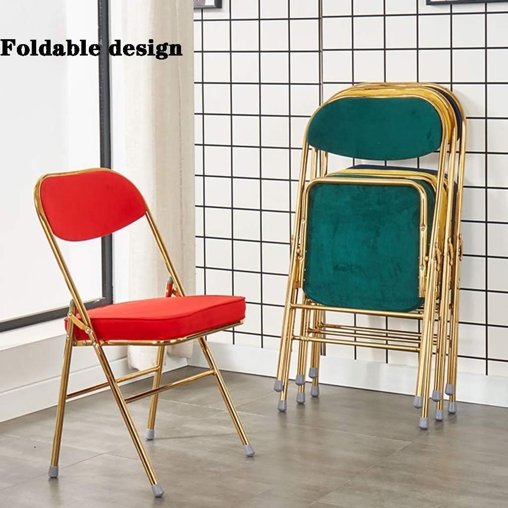 Folding Flannel Chair with Cushion for Indoor Use Portable Visitor for Living Room and Restaurant(Sky Blue)